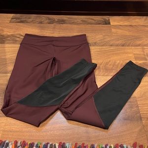 High Rise Hurley Yoga Pants Surf Leggings Size S UPF 50+ Burgundy Like New